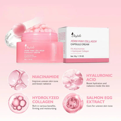 OEM Pink Collagen Capsule Cream Wholesale for Wrinkles Skin Radiance Transparent Gel Glow Hydration Face Cream