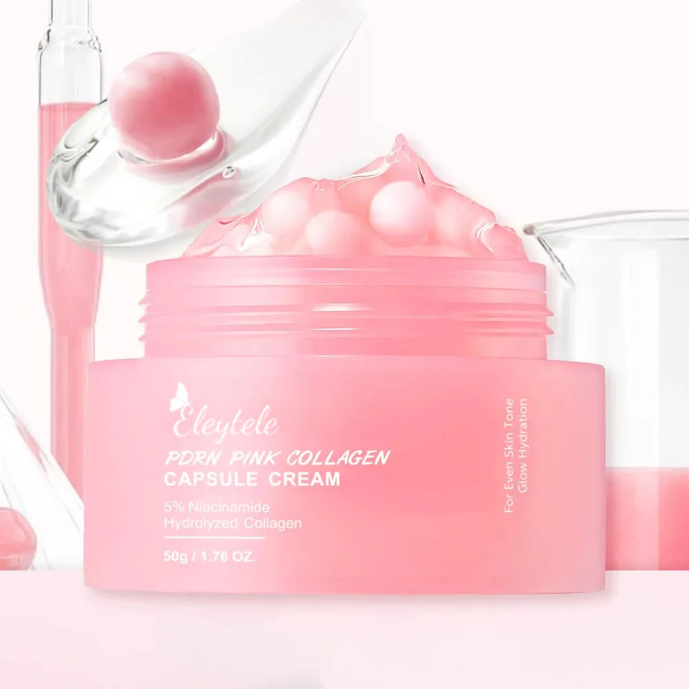 OEM Pink Collagen Capsule Cream Wholesale for Wrinkles Skin Radiance Transparent Gel Glow Hydration Face Cream