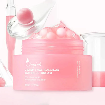OEM Pink Collagen Capsule Cream Wholesale for Wrinkles Skin Radiance Transparent Gel Glow Hydration Face Cream