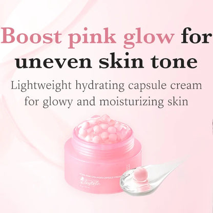 OEM Pink Collagen Capsule Cream Wholesale for Wrinkles Skin Radiance Transparent Gel Glow Hydration Face Cream