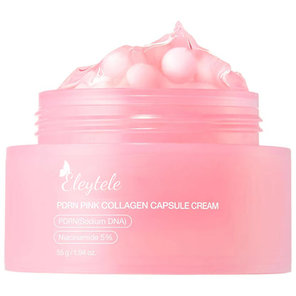OEM Pink Collagen Capsule Cream Wholesale for Wrinkles Skin Radiance Transparent Gel Glow Hydration Face Cream