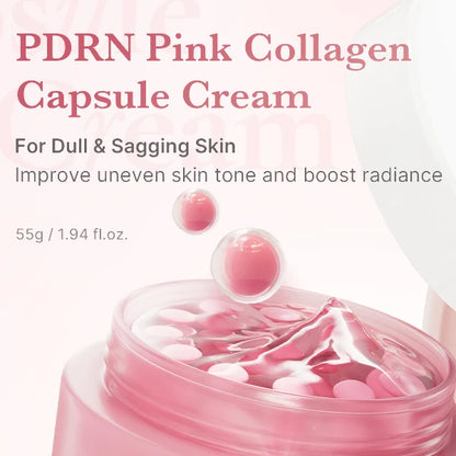 OEM Pink Collagen Capsule Cream Wholesale for Wrinkles Skin Radiance Transparent Gel Glow Hydration Face Cream